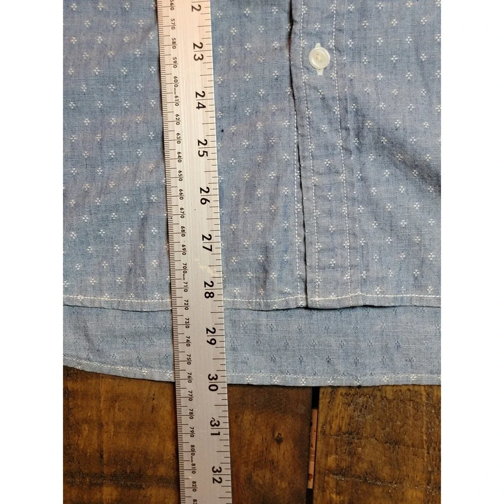 True Religion Button Down Shirt Mens M Blue Excellent Geometric Print Cotton